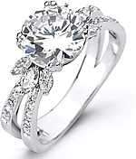 This image shows the setting with a 1.50ct round brilliant cut diamond. The setting can be ordered to accommodate any shape/size diamond listed in the setting details section below.
