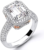 This image shows the setting with a 1.00ct round brilliant cut center diamond. The setting can be ordered to accommodate any shape/size diamond listed in the setting details section below.