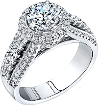 Simon G Pave Diamond Halo Engagement Ring