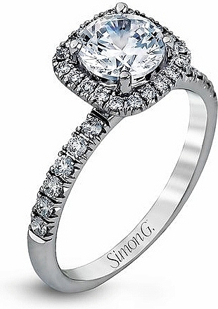 This image shows the setting with a 1.00ct round brilliant cut diamond. The setting can be ordered to accommodate any shape/size diamond listed in the setting details section below.