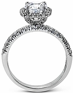 This image shows the setting with a 1.00ct round brilliant cut diamond. The setting can be ordered to accommodate any shape/size diamond listed in the setting details section below.