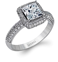 Simon G Pave Halo Diamond Engagement Ring