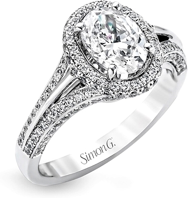 This image shows the setting with a 1.00ct oval cut diamond. The setting can be ordered to accommodate any shape/size diamond listed in the setting details section below.