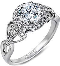 Simon G Pave Halo Diamond Engagement Ring