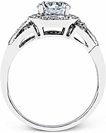 This image shows the setting with a 1.00ct round brilliant cut center diamond. The setting can be ordered to accommodate any shape/size diamond listed in the setting details section below.