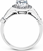 This image shows the setting with a 1ct round brilliant cut diamond. The setting can be ordered to accommodate any shape/size diamond listed in the setting details section below.