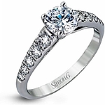 This image shows the setting with a 1ct round brilliant cut diamond. The setting can be ordered to accommodate any shape/size diamond listed in the setting details section below.

