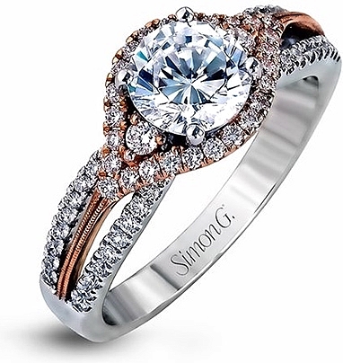 This image shows the setting with a 1.00ct round brilliant cut diamond. The setting can be ordered to accommodate any shape/size diamond listed in the setting details section below.