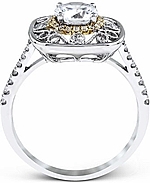 This image shows the setting with a .80ct round brilliant cut diamond. The setting can be ordered to accommodate any shape/size diamond listed in the setting details section below.