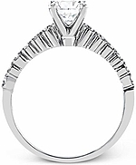 This image shows the setting with a 1ct round brilliant cut diamond. The setting can be ordered to accommodate any shape/size diamond listed in the setting details section below.
