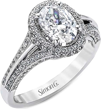 This image shows the setting with a 1.00ct oval cut diamond. The setting can be ordered to accommodate any shape/size diamond listed in the setting details section below.
