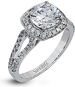 Simon G Split Shank Halo Diamond Engagement Ring TR585