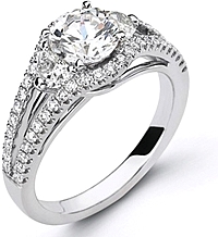 Simon G Split Shank Pave Engagement Ring