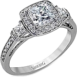 This image shows the setting with a 1.00ct princess cut diamond. The setting can be ordered to accommodate any shape/size diamond listed in the setting details section below.