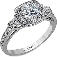 Simon G Three Stone Diamond Engagement Ring