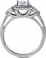 This image shows the setting with a 1.00ct princess cut diamond. The setting can be ordered to accommodate any shape/size diamond listed in the setting details section below.