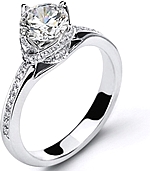 This image shows the setting with a 1.50ct round brilliant cut diamond. The setting can be ordered to accommodate any shape/size diamond listed in the setting details section below. 