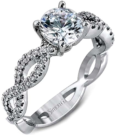 This image shows the setting with a 1ct round brilliant cut diamond. The setting can be ordered to accommodate any shape/size diamond listed in the setting details section below. The wedding band shown is sold separately.