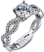This image shows the setting with a 1ct round brilliant cut diamond. The setting can be ordered to accommodate any shape/size diamond listed in the setting details section below. The wedding band shown is sold separately.