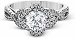 This image shows the setting with a 1.00ct round brilliant cut diamond. The setting can be ordered to accommodate any shape/size diamond listed in the setting details section below.
