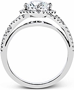This image shows the setting with a 1.00ct round brilliant cut diamond. The setting can be ordered to accommodate any shape/size diamond listed in the setting details section below.