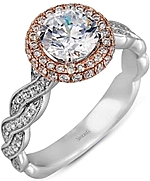 This image shows the setting with a 1.00ct round brilliant cut diamond. The setting can be ordered to accommodate any shape/size diamond listed in the setting details section below.
