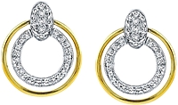 Simon G White and Yellow Gold Circle Earrings with Diamonds