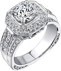 Simon G Wide Pave Diamond Halo Engagement Ring