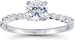 This image shows the setting with a 1.00ct round brilliant cut center diamond. The setting can be ordered to accommodate any shape/size diamond listed in the setting details section below.