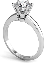 This image shows the setting with a 1.00ct round brilliant cut center diamond. The setting can be ordered to accommodate any shape/size diamond listed in the setting details section below.