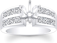 Six Prong Double Row Diamond Engagement Ring