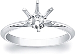 This image shows the setting with a basket made to hold a 1.00ct round brilliant cut center diamond. The setting can be ordered to accommodate any shape/size diamond listed in the setting details section below.