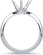 This image shows the setting with a basket made to hold a 1.00ct round brilliant cut center diamond. The setting can be ordered to accommodate any shape/size diamond listed in the setting details section below.