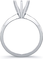 This image shows the setting with a basket made to hold a 1.00ct round brilliant cut center diamond. The setting can be ordered to accommodate any shape/size diamond listed in the setting details section below.
