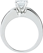 This image shows the setting with a 1.00ct round brilliant cut center diamond. The setting can be ordered to accommodate any shape/size diamond listed in the setting details section below.
