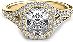 This image shows the setting with a 1.00ct cushion cut center diamond. The setting can be ordered to accommodate any shape/size diamond listed in the setting details section below.