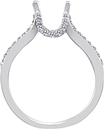 This image shows the setting with a basket made for 1.00ct round brilliant cut diamond. The setting can be ordered to accommodate any size/shape diamond listed on the setting details section below.