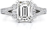 This image shows the setting with a basket made for a 2.00ct emerald cut diamond. The setting can be ordered to accomodate any shape/size diamond listed in the setting details section below. 