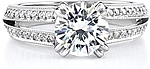 This image shows the setting with a basket made for a 1.00ct round brilliant cut diamond. The setting can be ordered to accomodate any shape/size diamond listed in the setting details section below. 