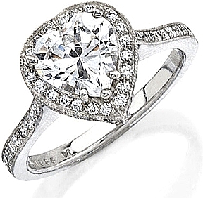 This image shows the setting with a basket made for a 1.50ct heart shape diamond. The setting can be ordered to accomodate any shape/size diamond listed in the setting details section below. 