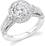 This image shows the setting with a basket made for a 1.50ct round brilliant cut diamond. The setting can be ordered to accomodate any shape/size diamond listed in the setting details section below. 