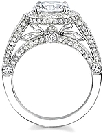 This image shows the setting with a basket made for a 1.50ct round brilliant cut diamond. The setting can be ordered to accomodate any shape/size diamond listed in the setting details section below. 