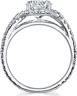 This image shows the setting with a 1.50ct round brilliant cut center diamond. The setting can be ordered to accomodate any shape/size diamond listed in the setting details section below. 