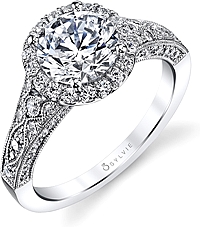 Sylvie Antique Style Halo Diamond Engagement Ring