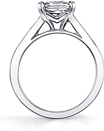 This image shows the setting with a 1.00ct princess cut center diamond. The setting can be ordered to accommodate any shape/size diamond listed in the setting details section below.
