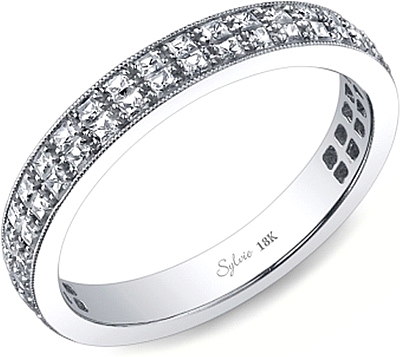 Sylvie Double Row Princess Cut Diamond Wedding Band Sy155b