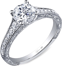 Sylvie Engraved Diamond Engagement Ring