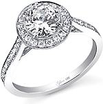 This image shows the setting with a 1.00ct round brilliant cut center diamond. The setting can be ordered to accommodate any shape/size diamond listed in the setting details section below.