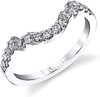 Sylvie Pave Contoured Diamond Wedding Band