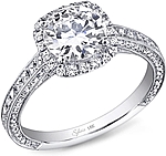 This image shows the setting with a 1.00ct round brilliant cut center diamond. The setting can be ordered to accommodate any shape/size diamond listed in the setting details section below.